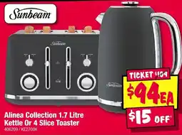 JB Hi-Fi Sunbeam Alinea Collection Kettle Or 4 Slice Toaster offer