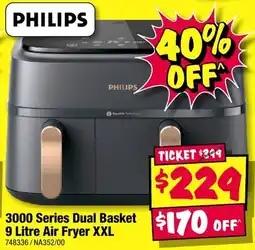 JB Hi-Fi Philips 3000 Series Dual Basket 9 Litre Air Fryer XXL offer