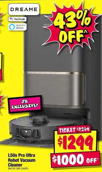 JB Hi-Fi Dreame L50s Pro Ultra Robot Vacuum Cleaner offer