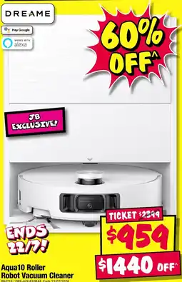 JB Hi-Fi Dreame Aqua10 Roller Robot Vacuum Cleaner offer