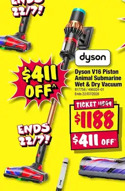 JB Hi-Fi Dyson V16 Piston Animal Submarine Wet & Dry Vacuum offer