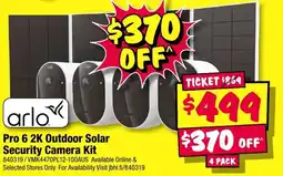 JB Hi-Fi Arlo Pro 6 2K Outdoor Solar Security Camera Kit offer