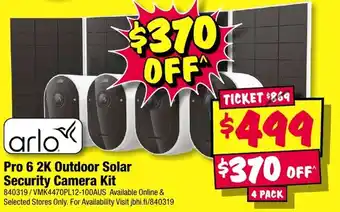 Arlo Pro 6 2K Outdoor Solar Security Camera Kit