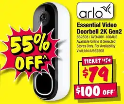 JB Hi-Fi Essential Video Doorbell 2K Gen2 offer