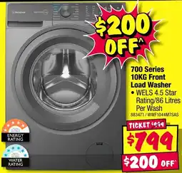 JB Hi-Fi Westinghouse 700 Series 10KG Front Load Washer offer