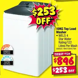 JB Hi-Fi WELS 4 Star Water Rating/122 Litres Per Wash 10KG Top Load Washer offer