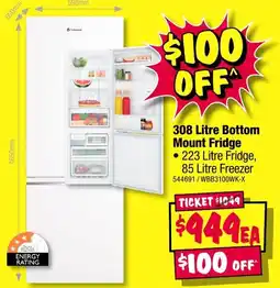 JB Hi-Fi 308 Litre Bottom Mount Fridge offer