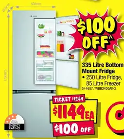 JB Hi-Fi 335 Litre Bottom Mount Fridge offer