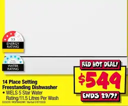 JB Hi-Fi 14 Place Setting Freestanding Dishwasher offer