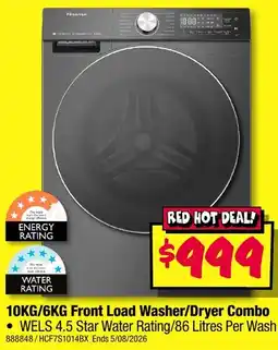 JB Hi-Fi Hisense 10KG/6KG Front Load Washer/Dryer Combo offer
