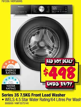 JB Hi-Fi Hisense Series 3S 7.5KG Front Load Washer offer