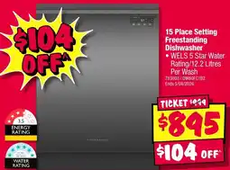 JB Hi-Fi 15 Place Setting Freestanding Dishwasher offer
