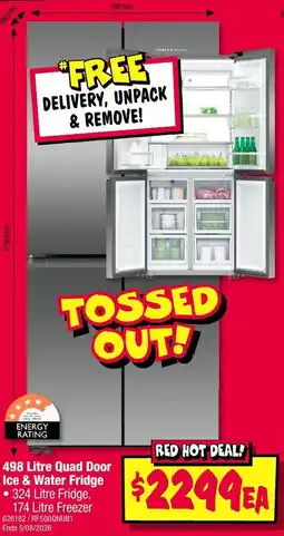 JB Hi-Fi Fisher & Paykel 498 Litre Quad Door Ice & Water Fridge offer