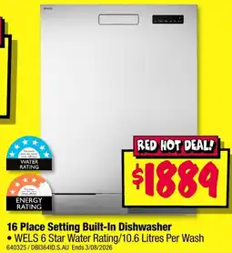 JB Hi-Fi Bosch 16 Place Setting Built-In Dishwasher offer