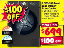 JB Hi-Fi 8.5KG/5KG Front Load Washer/Dryer Combo offer