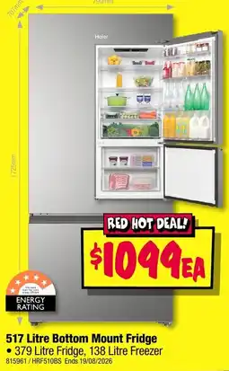JB Hi-Fi Haier 517 Litre Bottom Mount Fridge offer