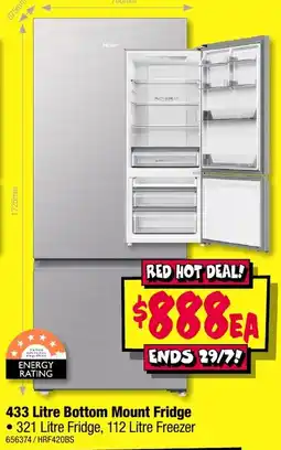 JB Hi-Fi Haier 433 Litre Bottom Mount Fridge offer