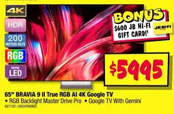 JB Hi-Fi 65" BRAVIA 9 II True RGB AI 4K Google TV offer