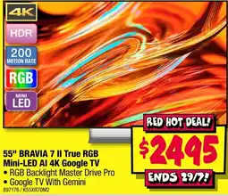 JB Hi-Fi 55" BRAVIA 7 II True RGB Mini-LED AI 4K Google TV offer