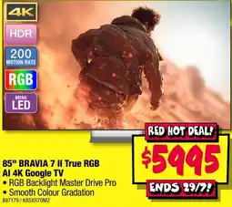 JB Hi-Fi 85" BRAVIA 7 II True RGB AI 4K Google TV offer