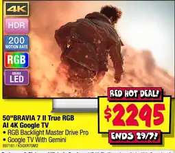 JB Hi-Fi BRAVIA 7 II True RGB AI 4K Google TV offer