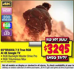 JB Hi-Fi 65" BRAVIA 7 II True RGB AI 4K Google TV offer