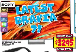 JB Hi-Fi Sony BRAVIA 7 II True RGB AI 4K Google TV offer