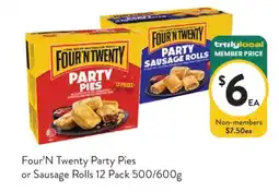 Foodworks Four'n Twenty Party Pies or Sausage Rolls offer