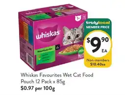 Foodworks Whiskas Favourites Wet Cat Food offer