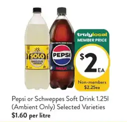 Foodworks Pepsi or Schweppes Soft Drink offer