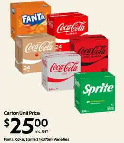 Campbells Wholesale Fanta, Coke, Sprite 24x375ml Varieties offer