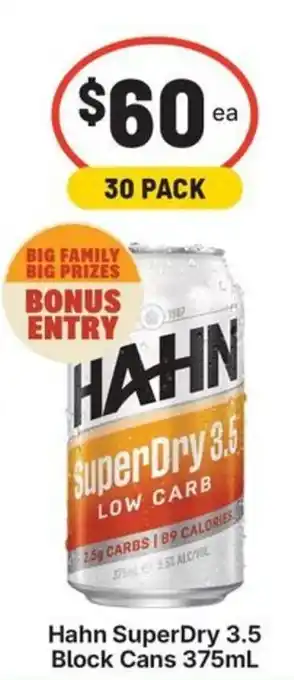 IGA Liquor Hahn SuperDry 3.5 Block Cans offer