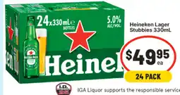 IGA Heineken Lager Stubbies offer