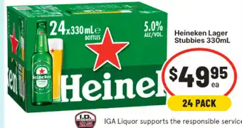 Heineken Lager Stubbies