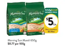 Foodworks Morning Sun Muesli offer