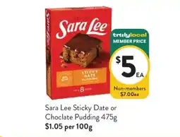 Foodworks Sara Lee Sticky Date Pudding offer