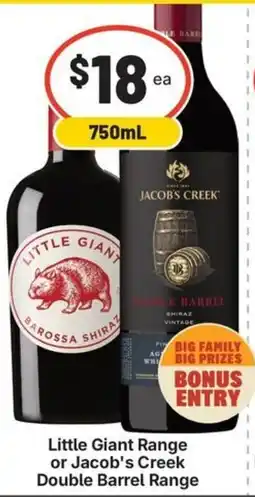 IGA Liquor Little Giant Range or Jacob's Creek Double Barrel Range offer