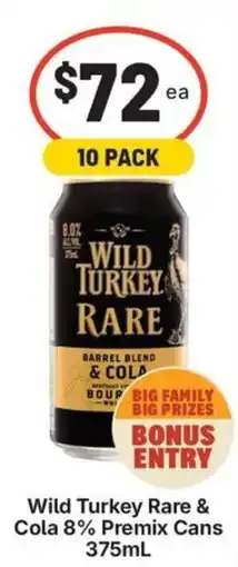 IGA Liquor Wild Turkey Rare & Cola Premix Cans offer