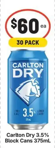 IGA Liquor Carlton Dry 3.5% Block Cans offer