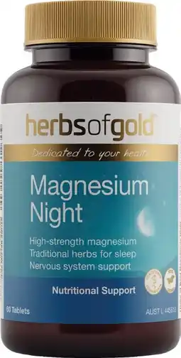 Soul Pattinson Chemist Herbs of Gold Magnesium Night 60 Tablets offer