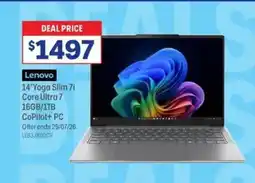 Officeworks Lenovo 14"yoga slim 7i core ultra 7 16gb/1tb copilot+ pc offer