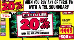 JB Hi-Fi 75 4K AI Google QD Mini LED TV offer