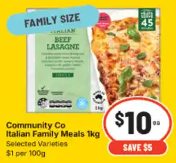 IGA Community Co Italian Family Meals offer