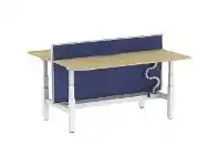 Officeworks Stilford S2 1800mm 2 Person Sit Stand Desk White/Oak/Blue offer
