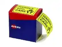 Officeworks Avery 75 x 99.6mm Handle With Care Labels Fluoro Yellow offer