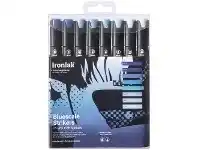 Officeworks Ironlak Tri-grip Twin Graphic Markers Bluescale 8 Pack offer