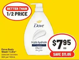 IGA Dove Body Wash 1 Litre offer