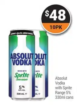 Super Cellars Absolut Vodka with Sprite offer
