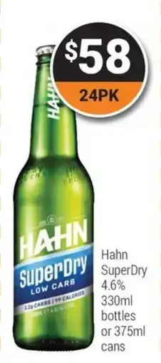 Super Cellars Hahn SuperDry Low Carb offer