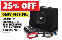 Autobarn Kicker 10" Subwoofer in Slim Enclosure Plus Amplifier & Wiring Kit offer